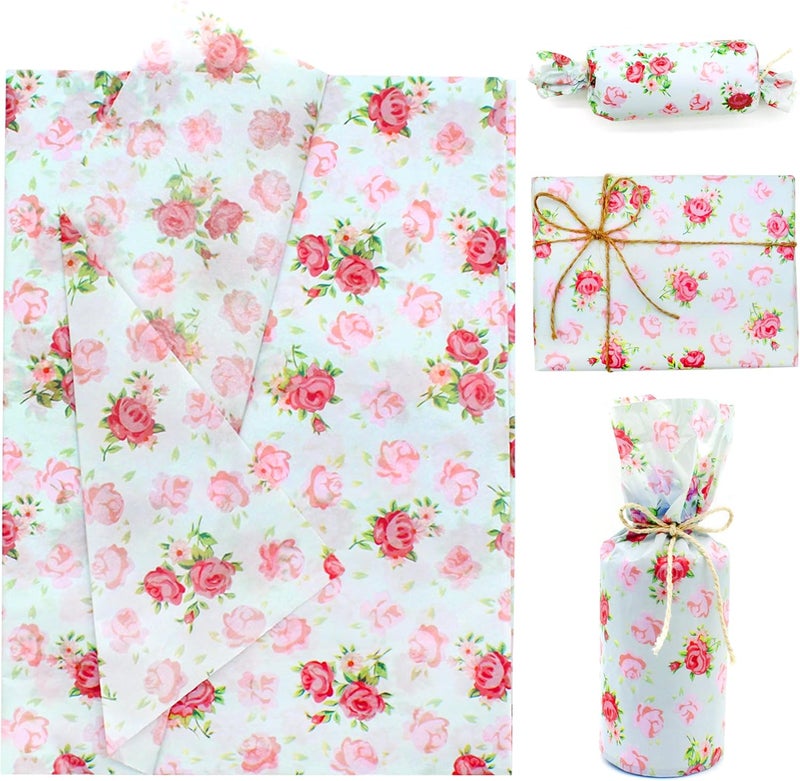 Benvo 20 Sheets Floral Print Tissue Paper 20 inch x 29 inch Decoupage Paper Decorative Tissue Gift Wrapping for DIY Art Craft Spring Wedding Birthday Baby Shower(Style H) - Image 1